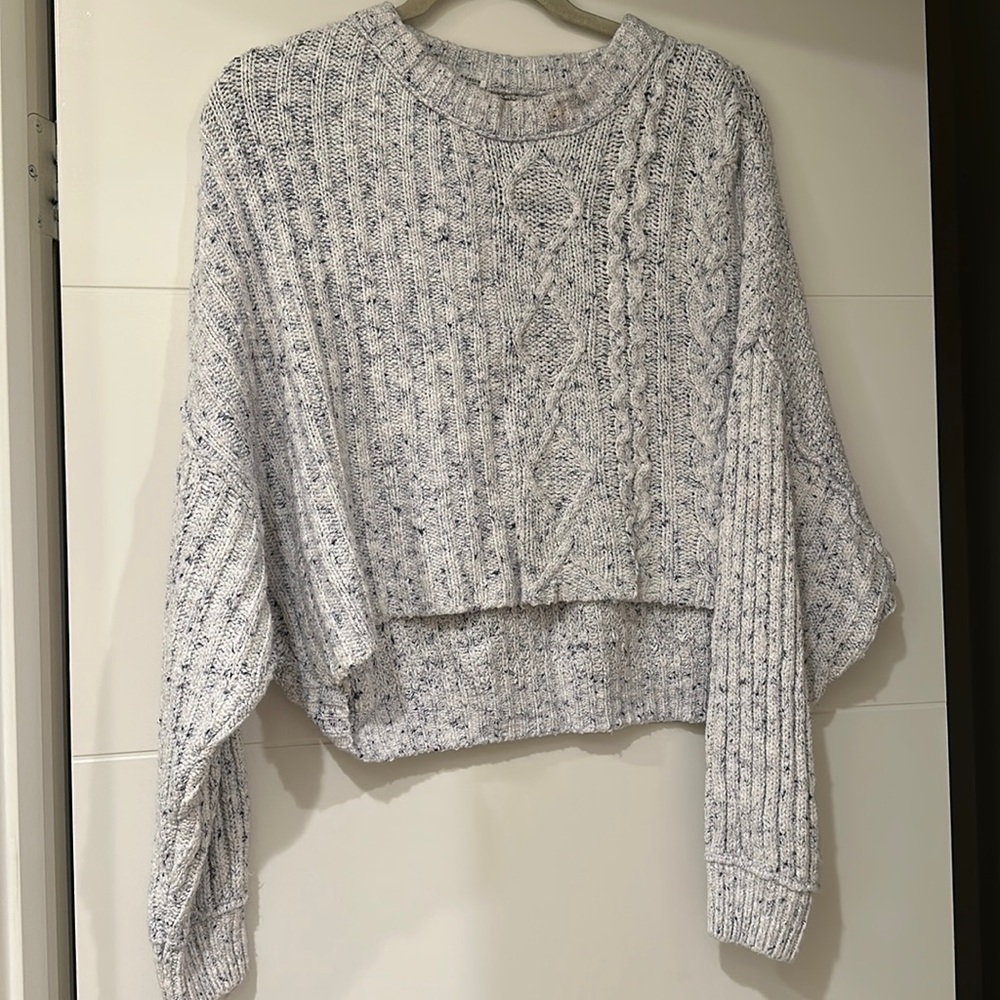 Free People Blue Speckled White Sweater